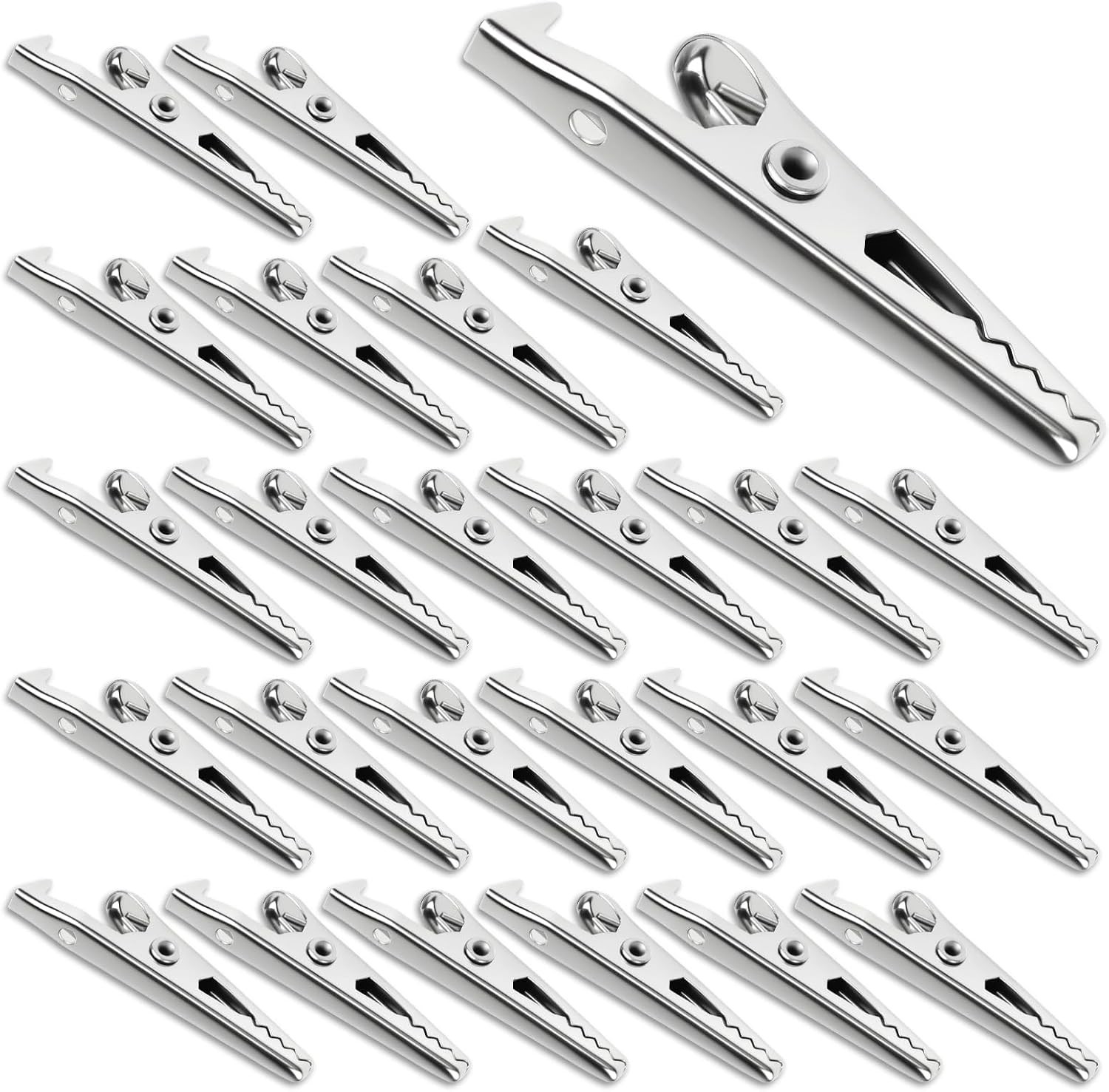 Compact 25 Pcs Metal Alligator Clips - Reliable Nickel Plated for Multiple Uses