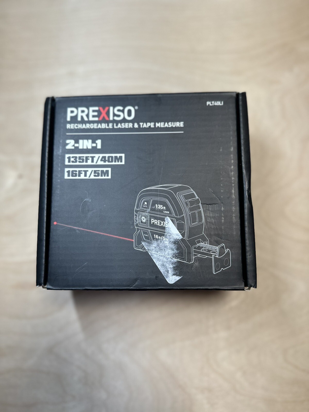 OpenBox~ PREXISO 2-in-1 Laser Tape Measure 135Ft Rechargeable Laser & 16Ft