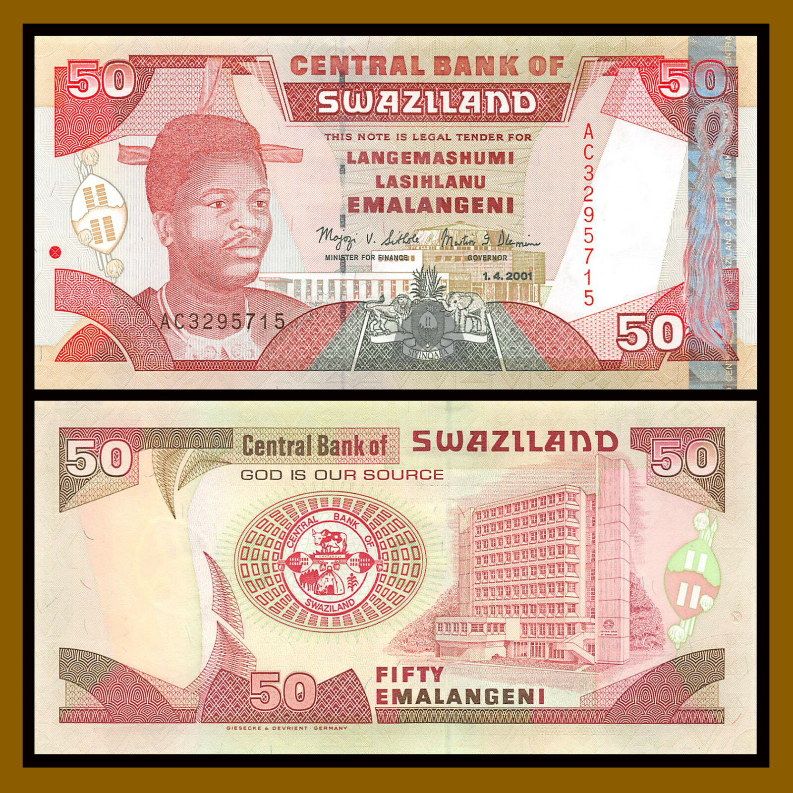 Swaziland 50 Emalangeni, 2001 P-31 Unc