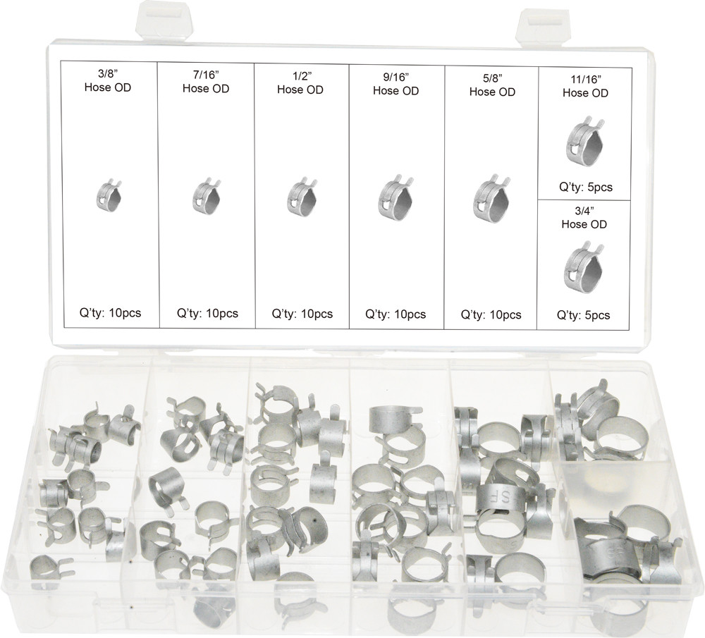 Swordfish 32510-60pc Fuel Line Constant Tension Band Light Hose Clamp Assortment