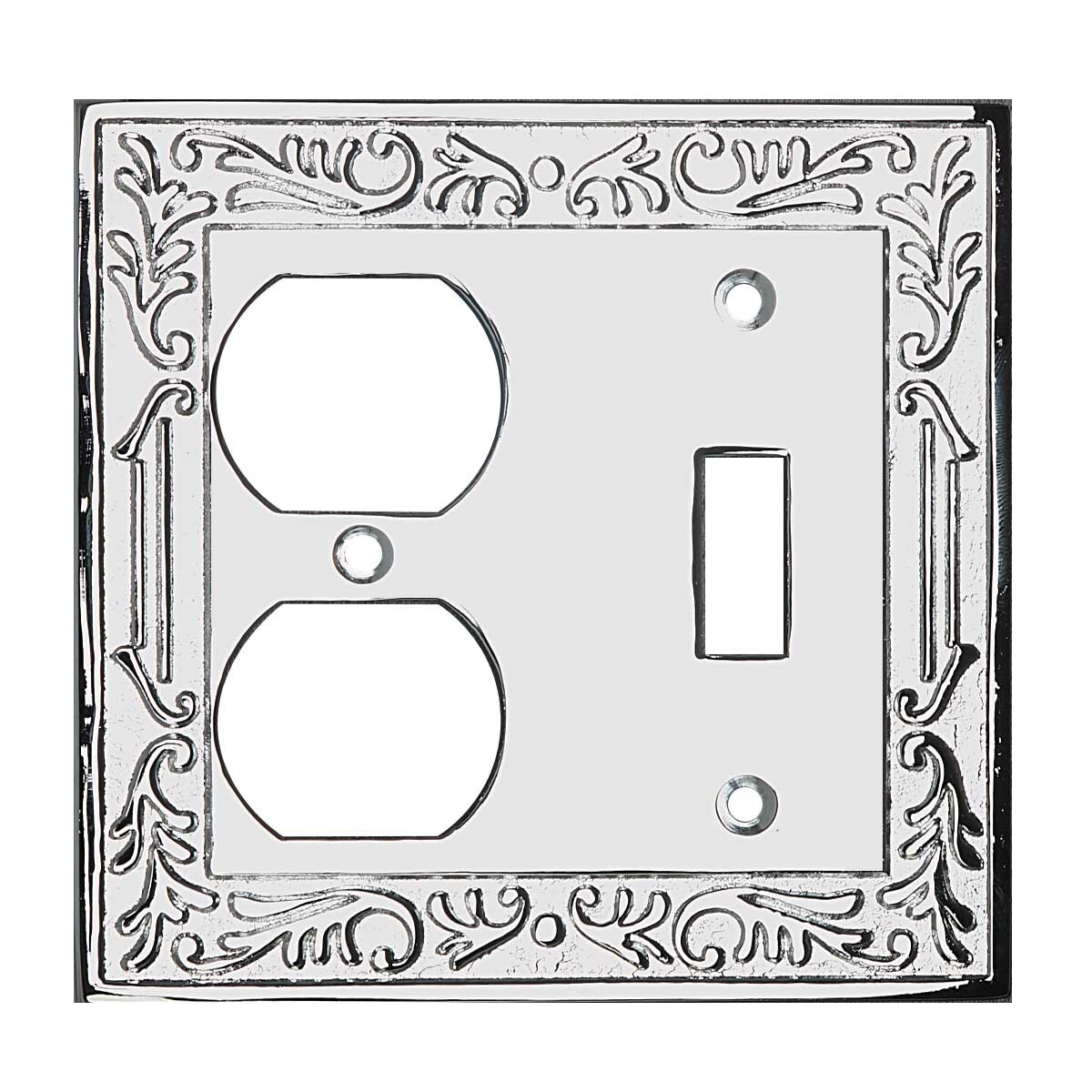 Victorian Switch Plate Double Outlet Chrome Solid Brass Renovators Supply