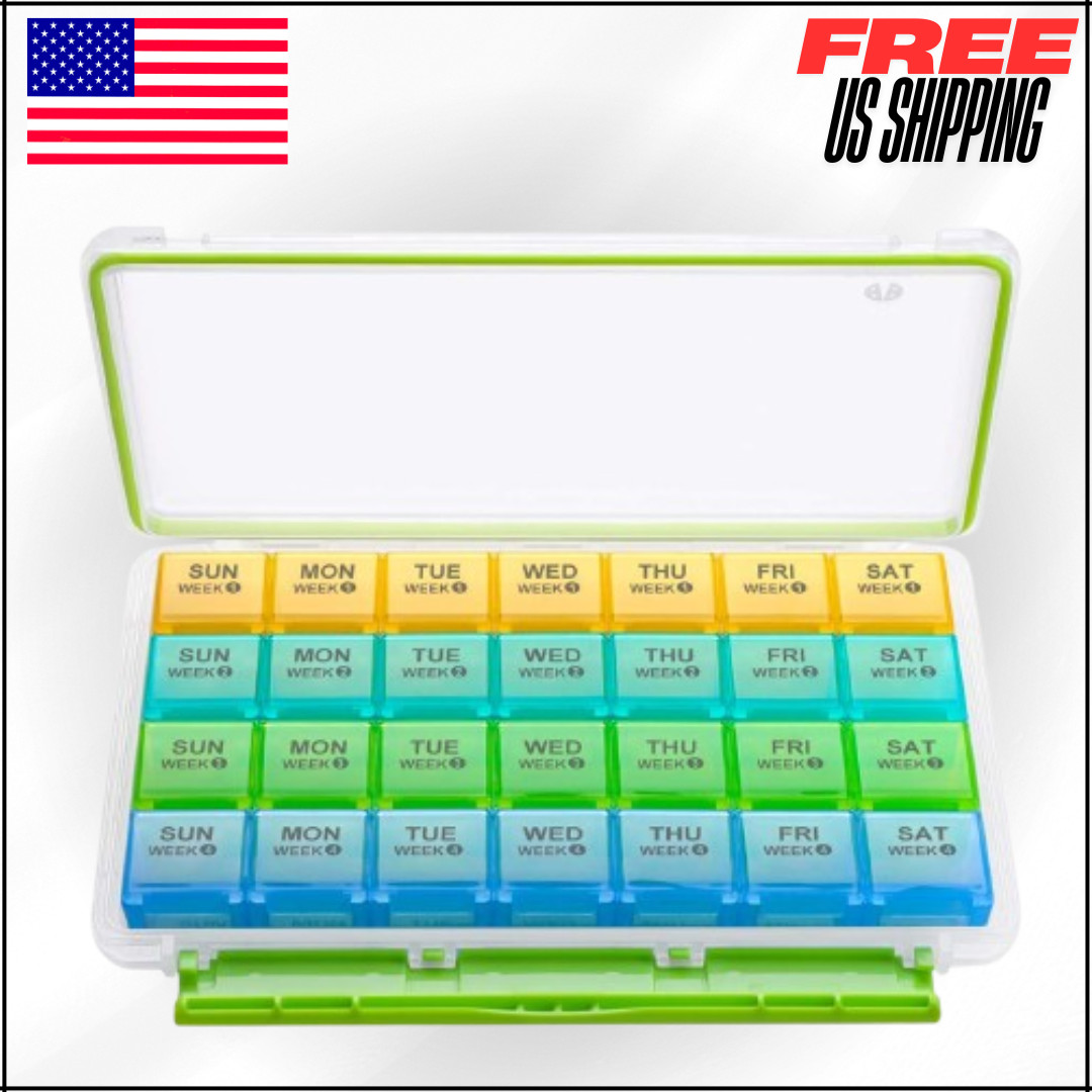 Monthly Pill Organizer, Moisture Proof 28 Days Pill Box with Removable Case Rows