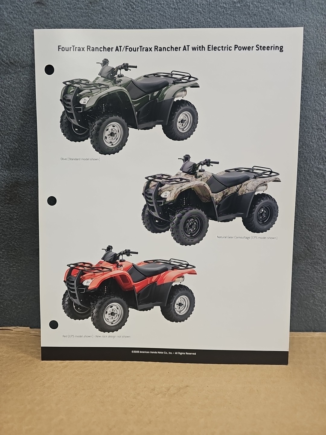 2010 HONDA FOURTRAX RANCHER TRX420FA9 MOTORCYCLE 1-PAGE BROCHURE SPEC SHEET