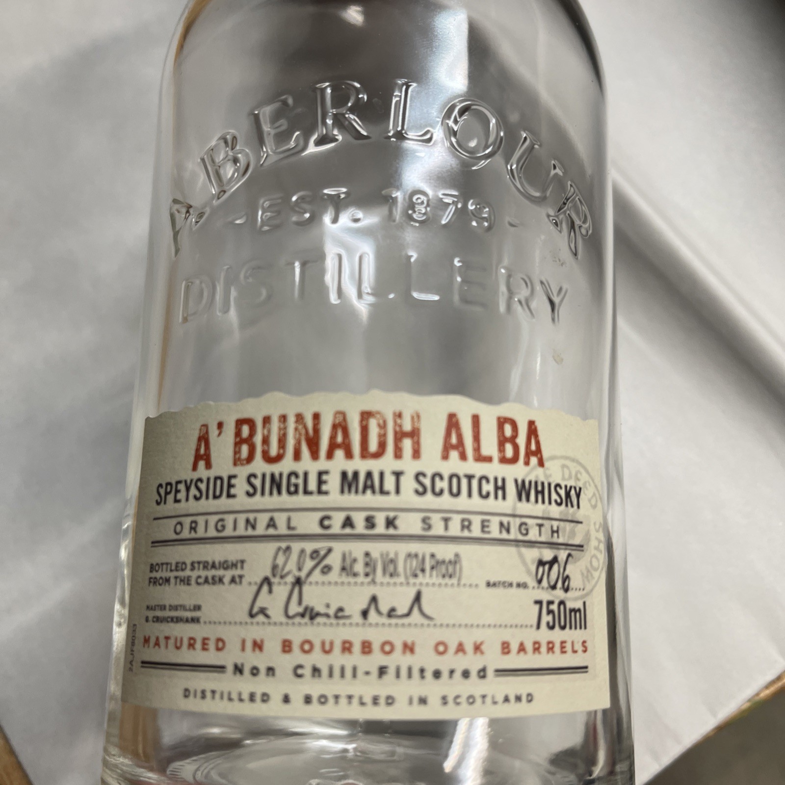 Aberlour A’bunadh  ALBA   - Empty Scotch Bottle With Case RARE / GREAT CONDITION
