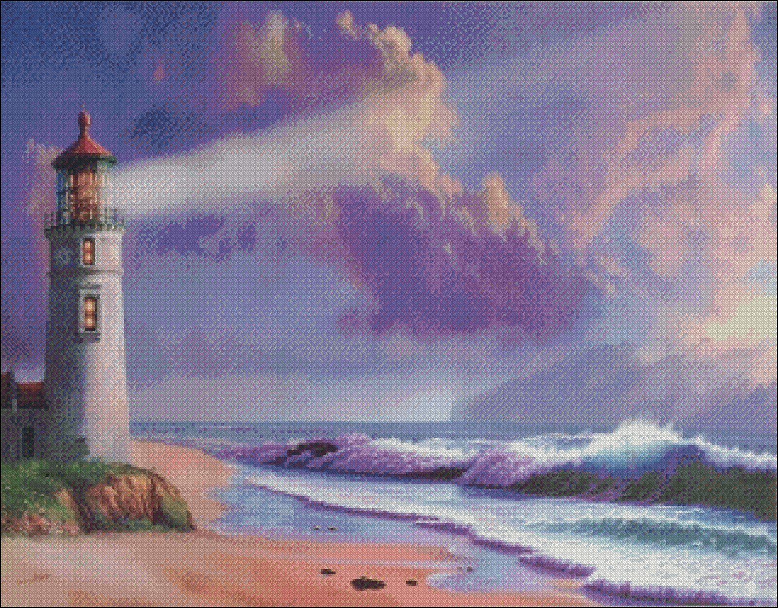 Twilight Lighthouse - Chart Counted Cross Stitch Patterns Needlework DIY DMC