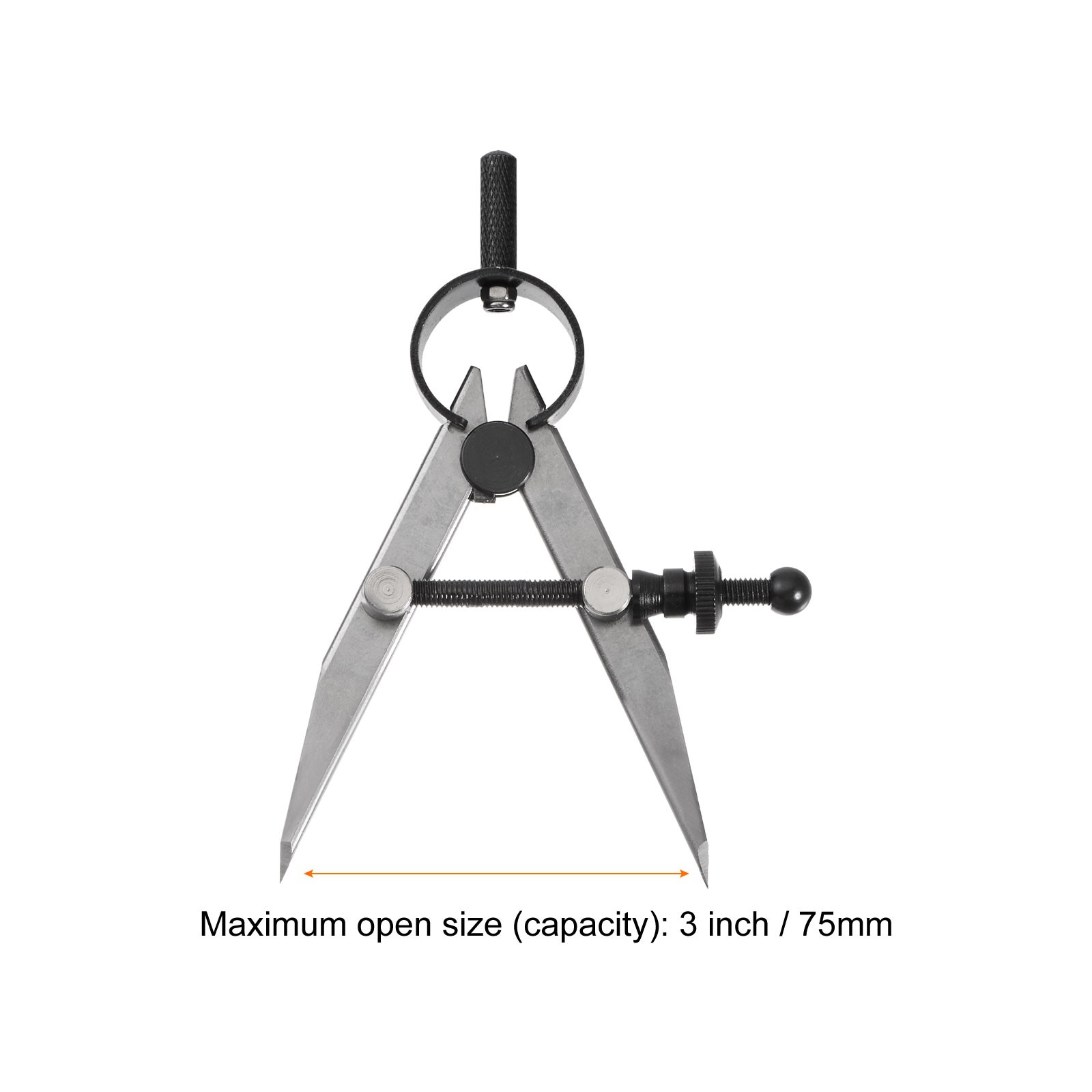Spring Joint Caliper 3" 75mm Spring Divider Caliper with Solid Nut, Flat Leg