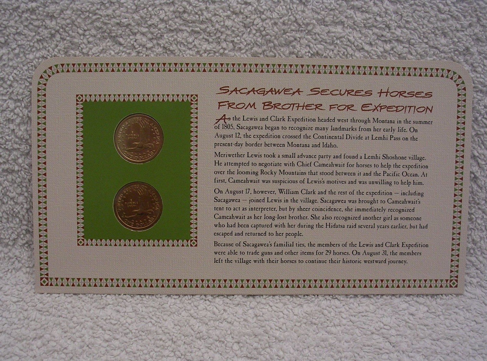 2004 Sacagawea Dollars Coin & Stamp Commemorative Panel - P & D Mints