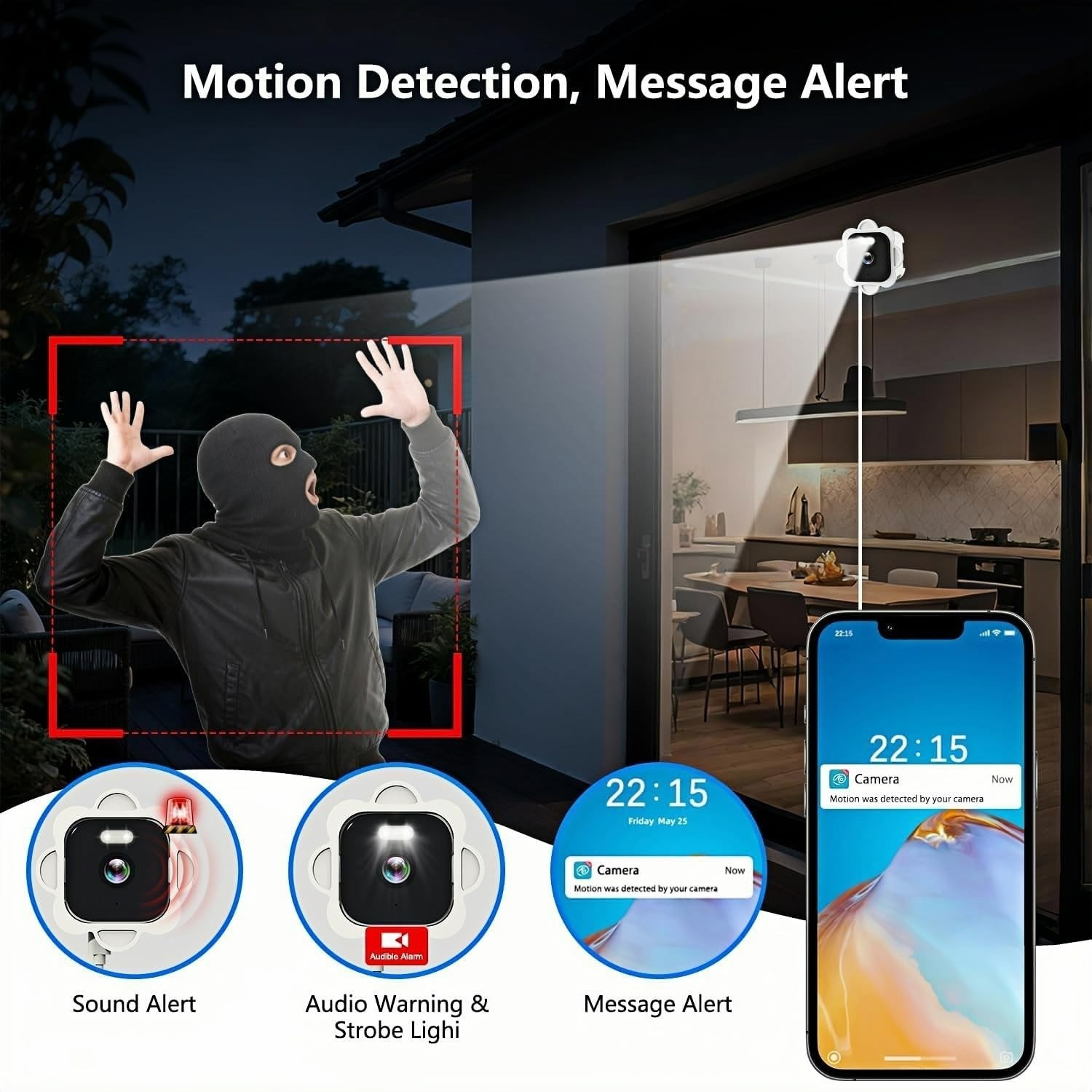 Tutoview 2.5K Window Security Camera with Night Vision & 2-Way Audio