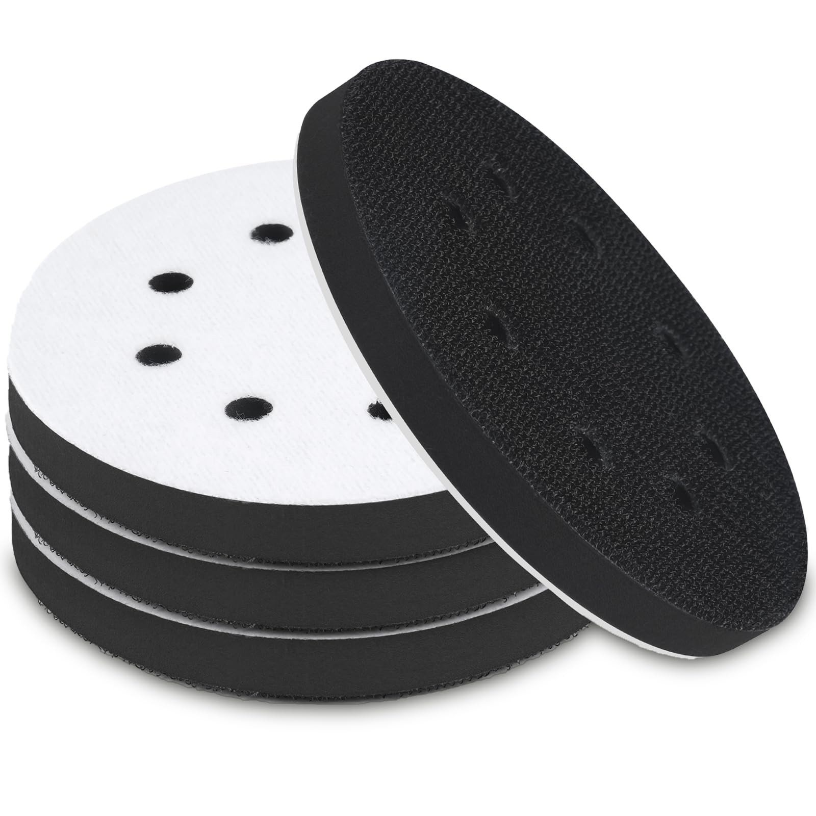 4 Pack 5 Inch 8 Holes Foam Sanding Pads, Soft Density Interface Pad, Hook and...