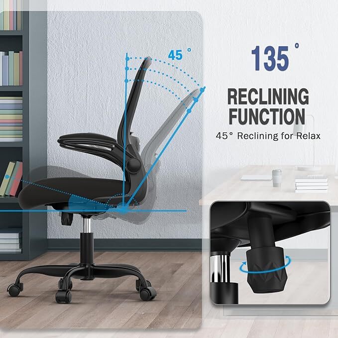 Mimoglad Office Chair Ergonomic Desk Chair Adjustable Lumbar Support - BLACK