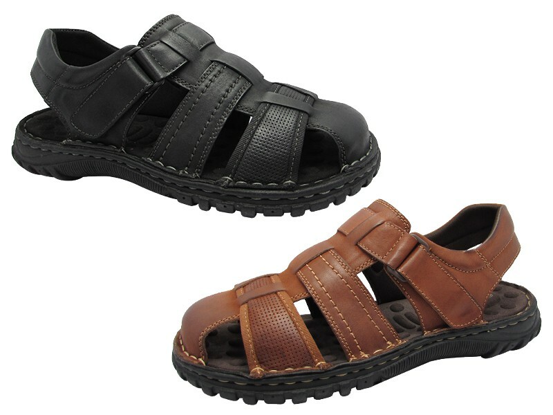 Men's Sandals Comfort Fisherman Closed Toe Sandals Black or Cognac