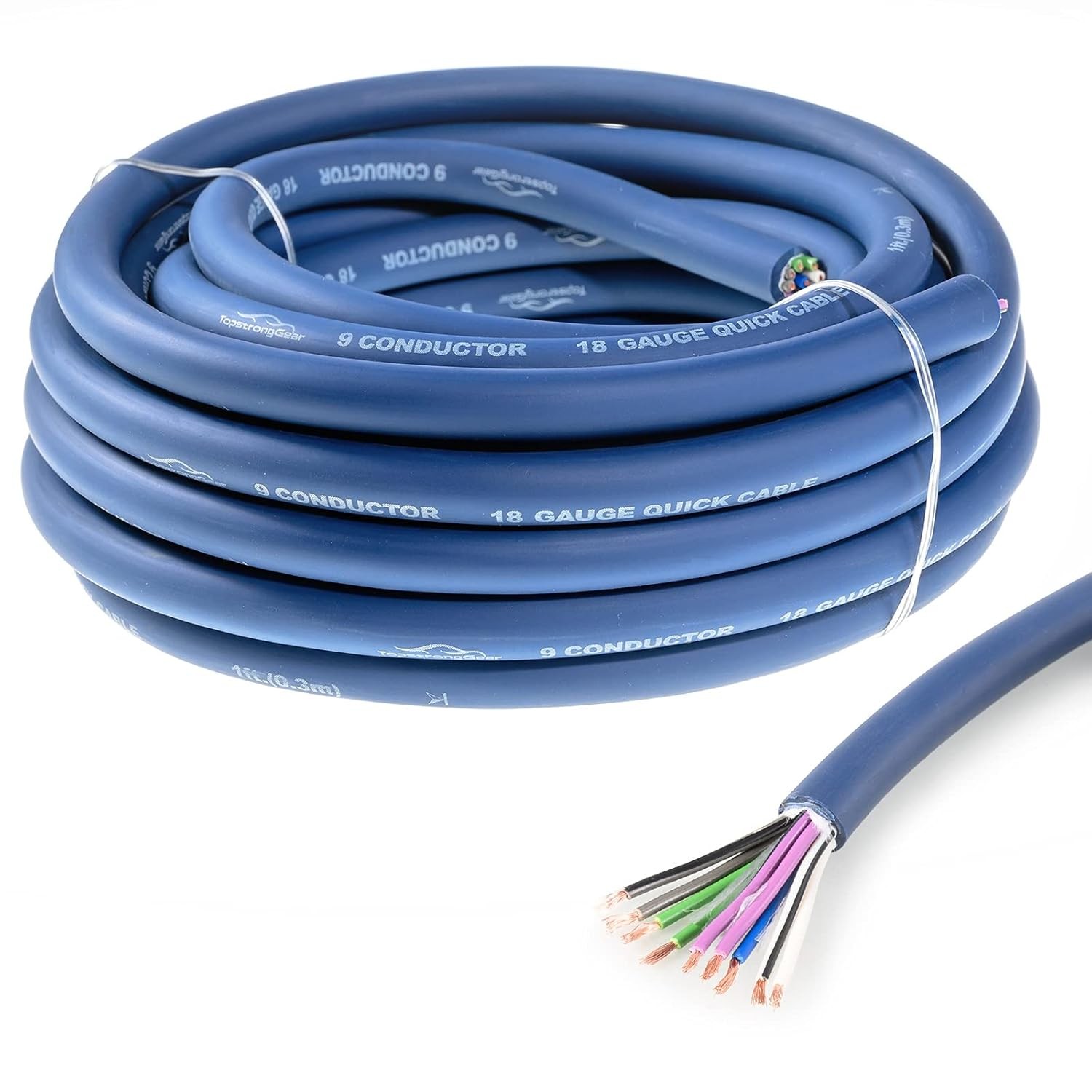 20 Feet 9-Conductor Speaker Cable, 18AWG 100% OFC, 4-Channel Speaker Wire and...