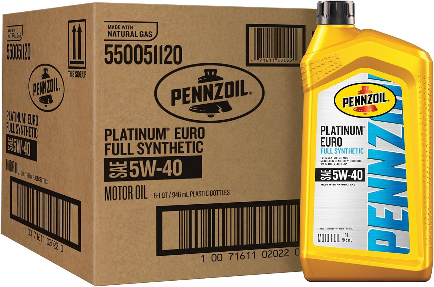 Pennzoil Platinum Euro Full Synthetic 5W-40 Motor Oil (1-Quart, Case of 6)
