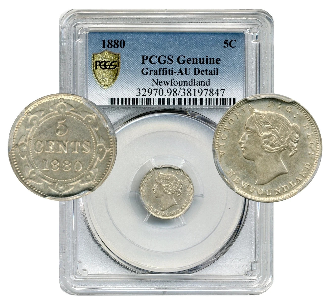 1880 Newfoundland 5 Cents - PCGS AU Detail