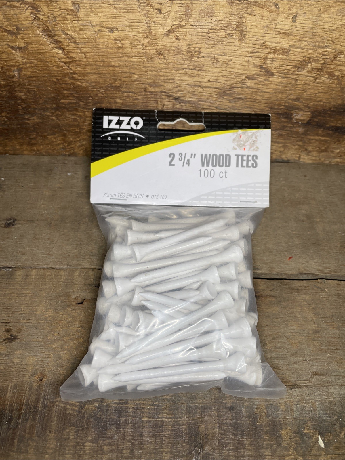 100 Ct Izzo Golf 2 3/4” Wood White Golf Tees