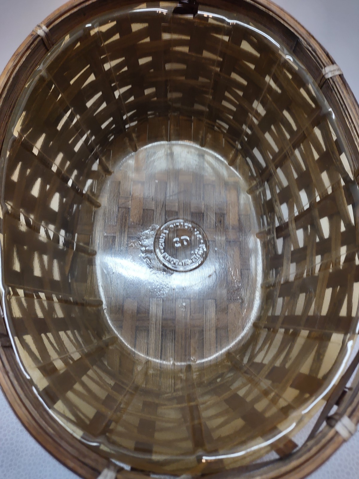 Oval Woven Bamboo Basket with Handle & Plastic Liner - Home Decor, Planter, Gift