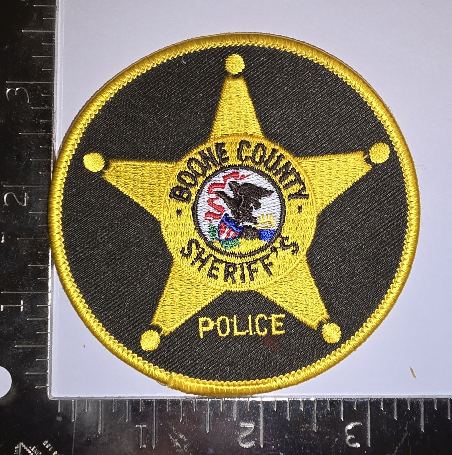 Boone County Sheriff’s Police Patch – Illinois Star Seal Black Gold Emblem