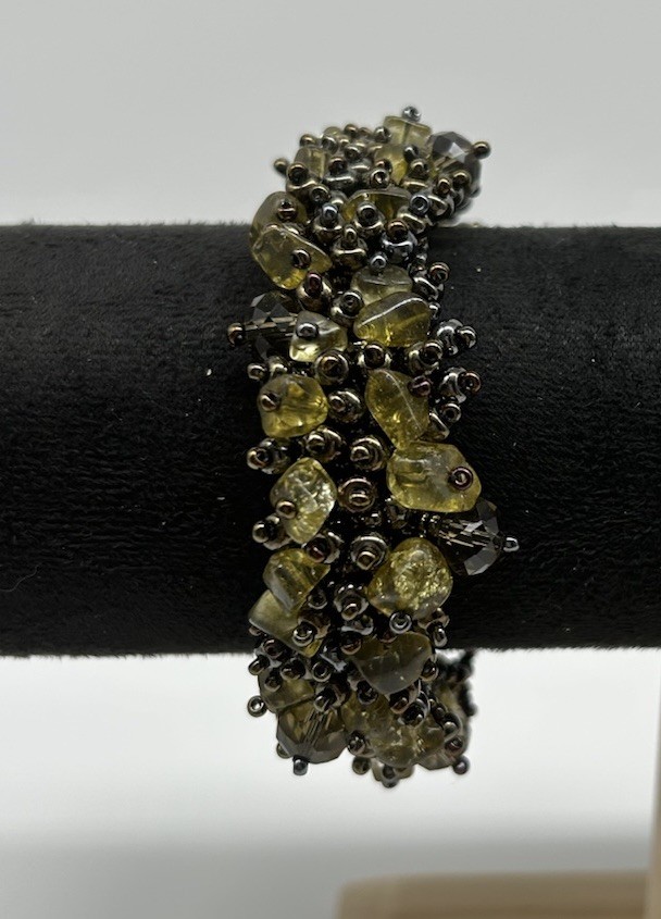 Olive Glass Beaded Bracelet