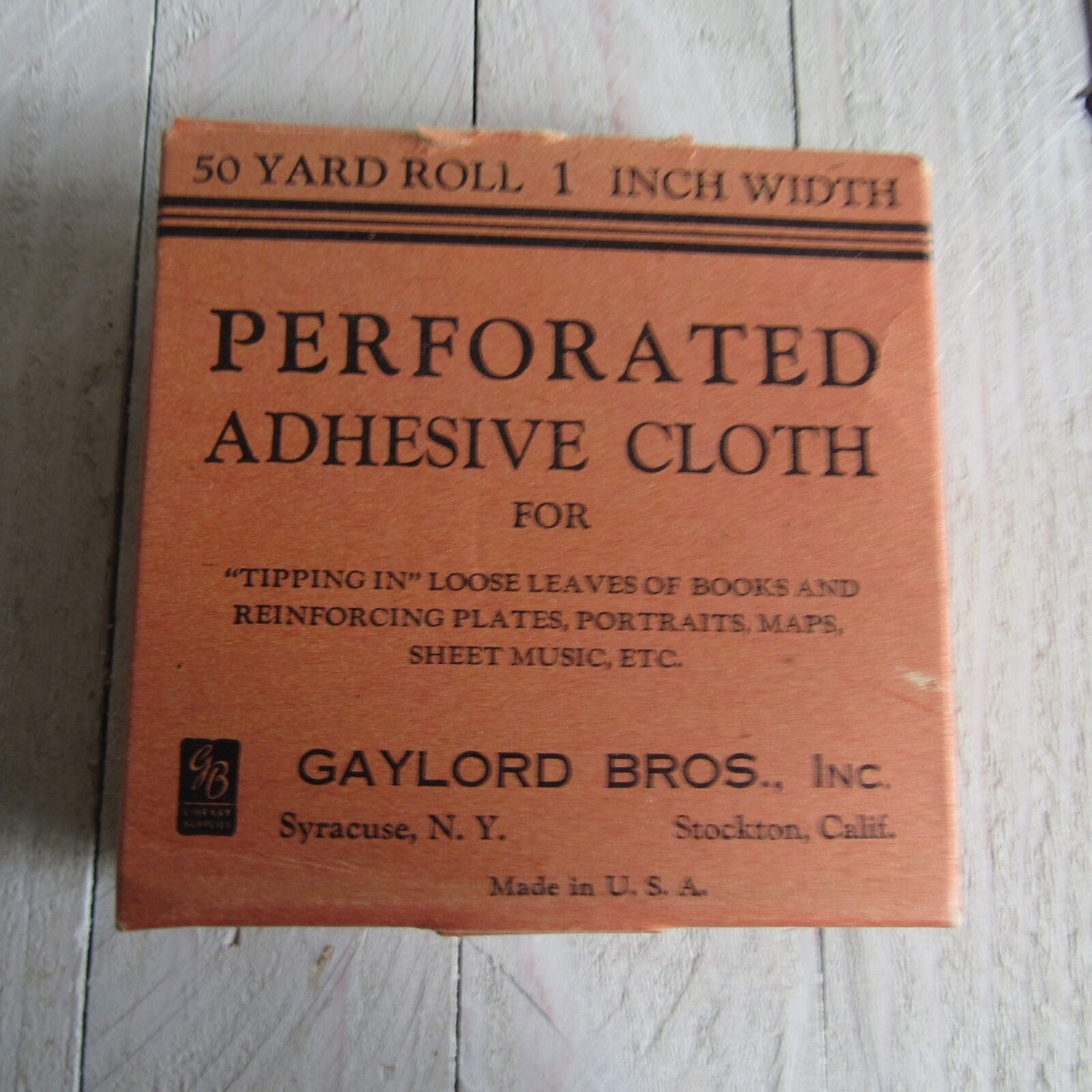 VIntage Gaylord Bros Perforated Adhesive Cloth For Loose pages of Books 50yds