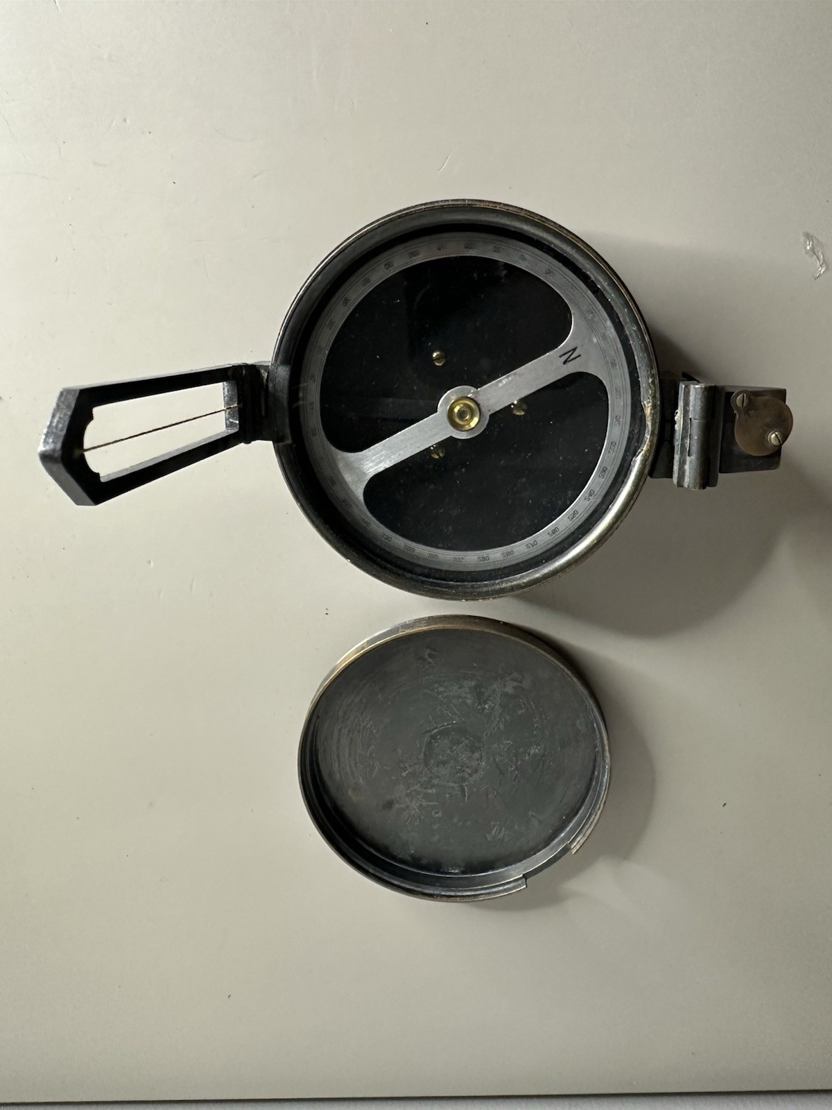 Vintage Surveyor Compass 0-360 degree Brass Mix Working Survey Prismatic Compass