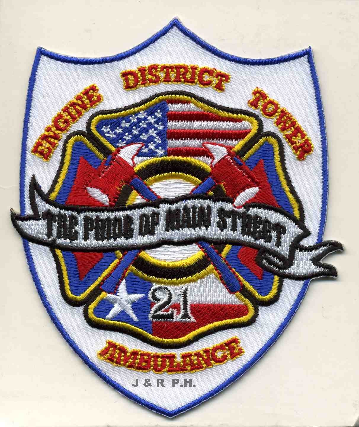 Houston Station - 21 "Pride S. Main", Texas (3.5" x 4.5" size) fire patch