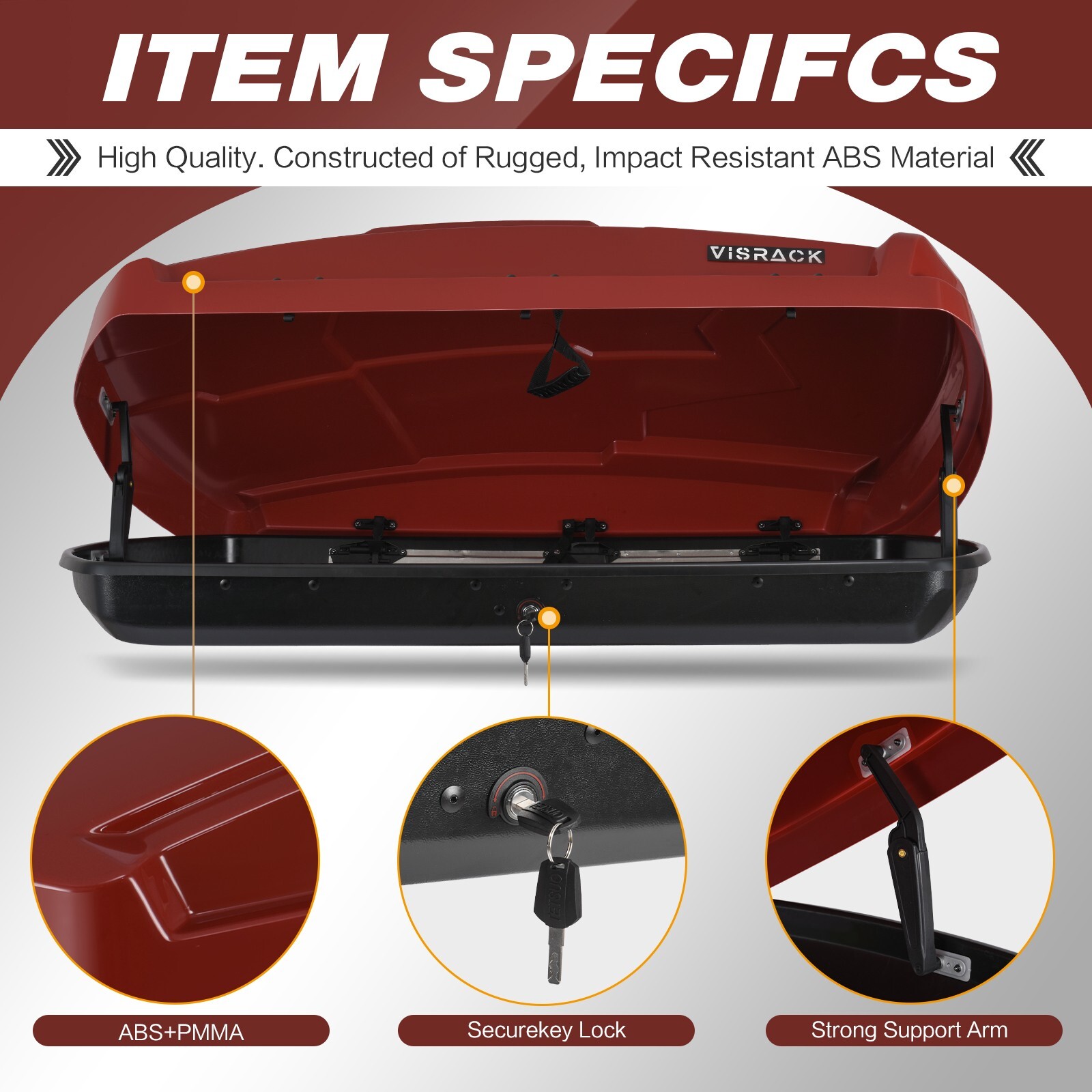 15 Cubic Feet Car Top Cargo Carrier Vehicle Roof Mount Luggage Storage Box