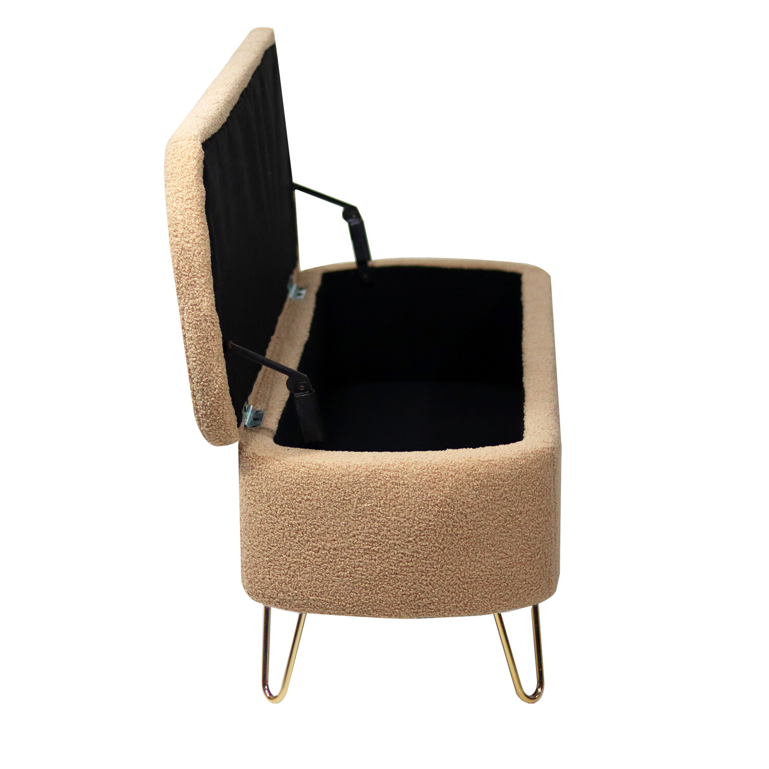 39in Storage Bench Faux Fur Upholstered Ottoman for End of Bed Footstools US