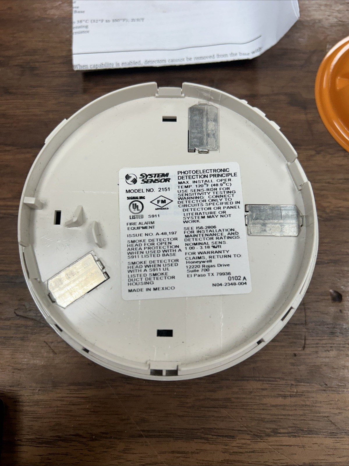 System Sensor 2151 Smoke Detector, E-14