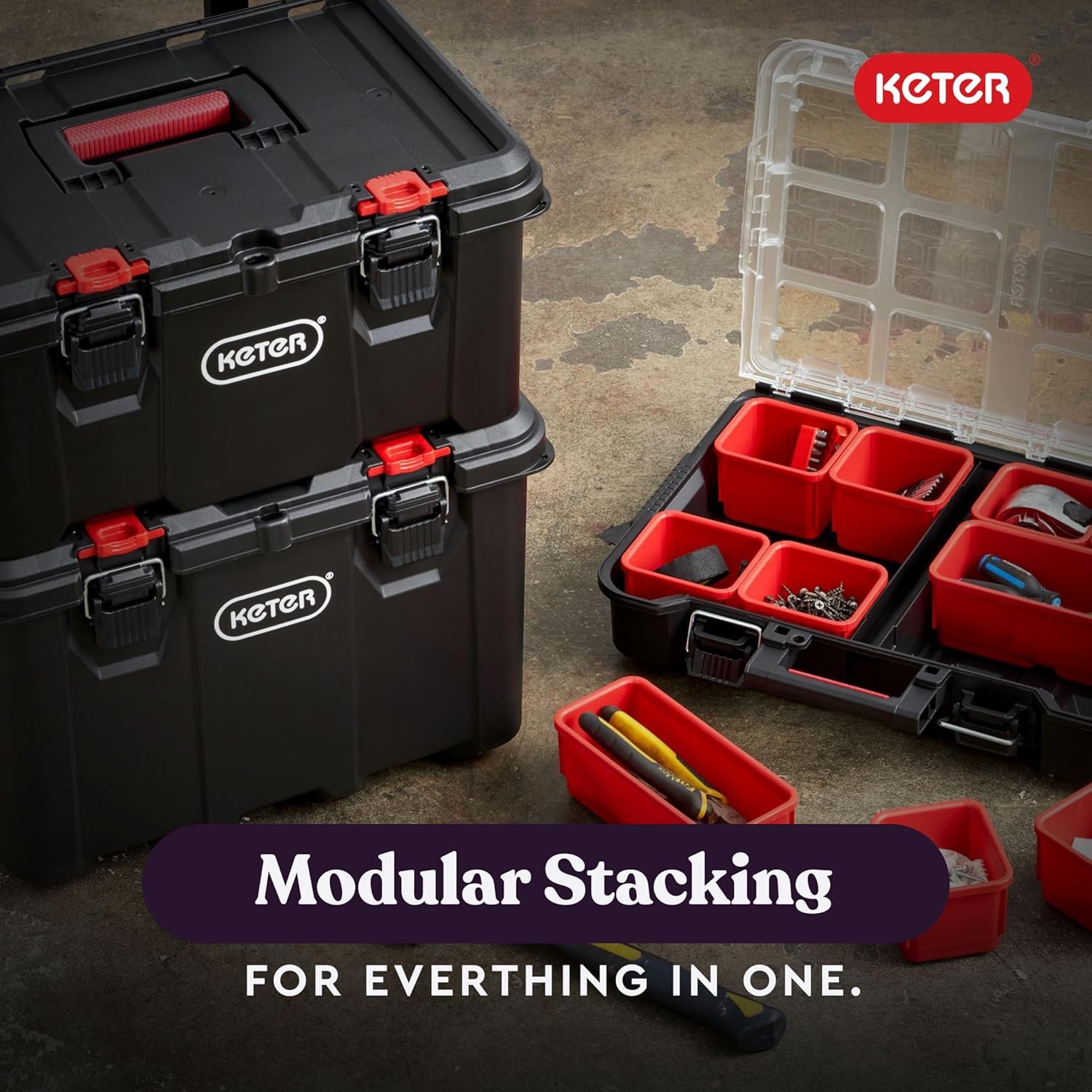 Stack-n-Roll Modular Tools Organizer Garage Storage & DIY 3 Piece Resin Rolling