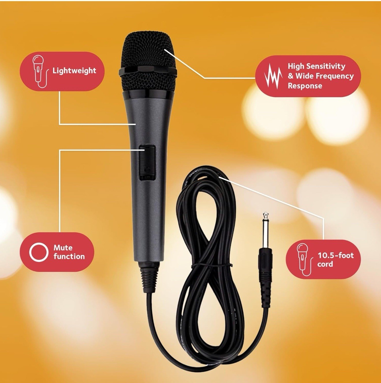 Singing Machine Wired Microphone for Karaoke, (Black) - Limited Time Offer