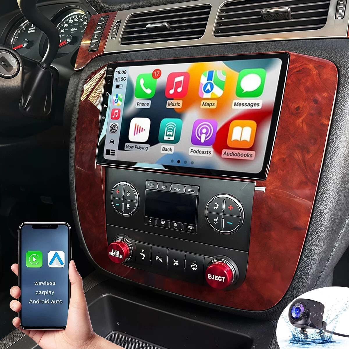 Radio Stereo HeadUnit CarPlay GPS For 2007-2013 GMC Yukon Chevy Tahoe Suburban