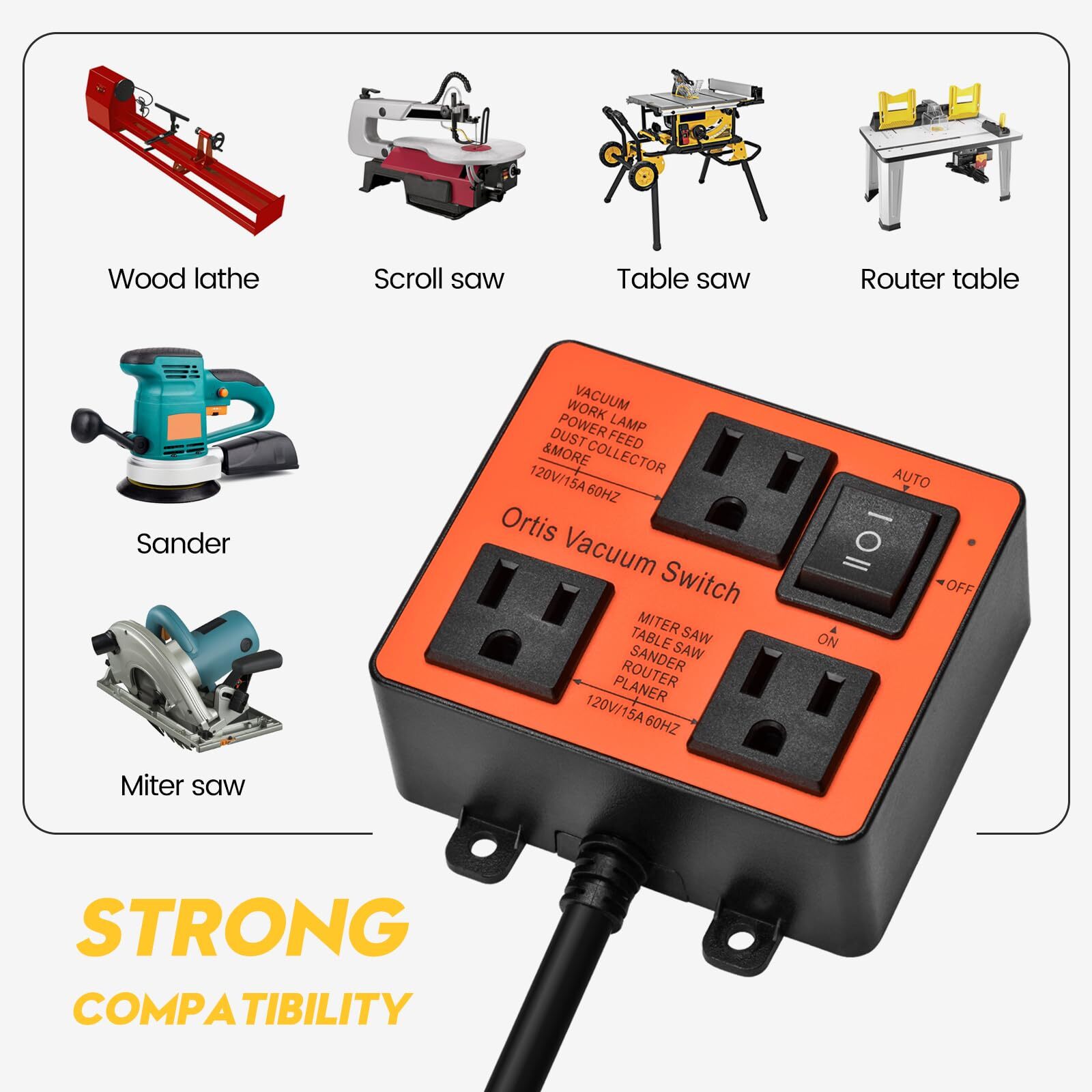 Automatic Vacuum Switch, Vacuum Switch for More Power Tools, Delay Vacuum On/...