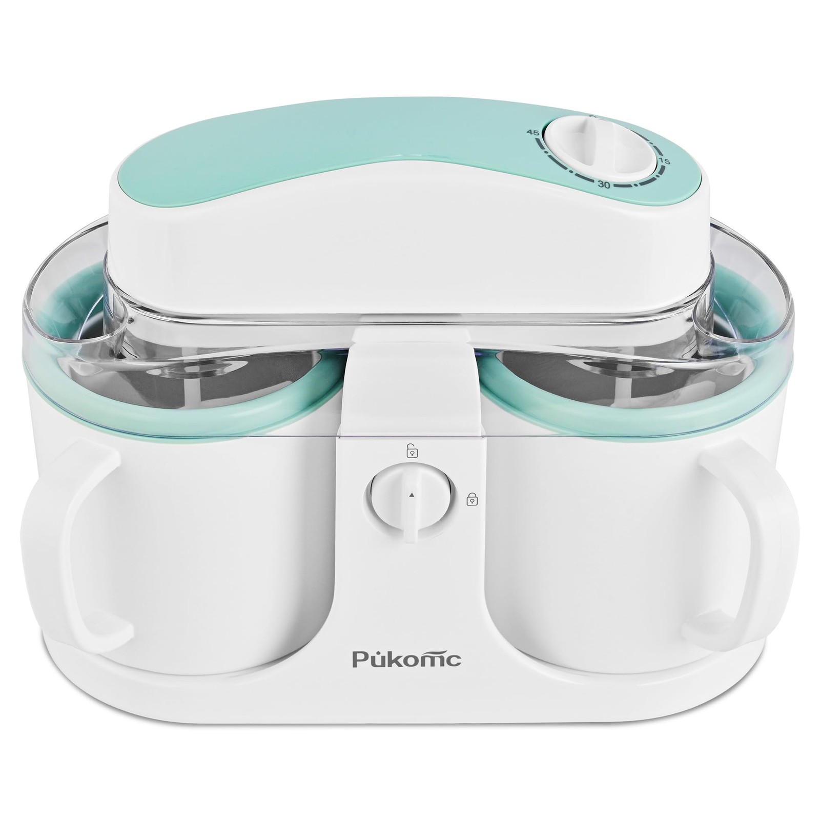 Pukomc Ice Cream Maker Machine for Home Use, with Two Standard, White Green