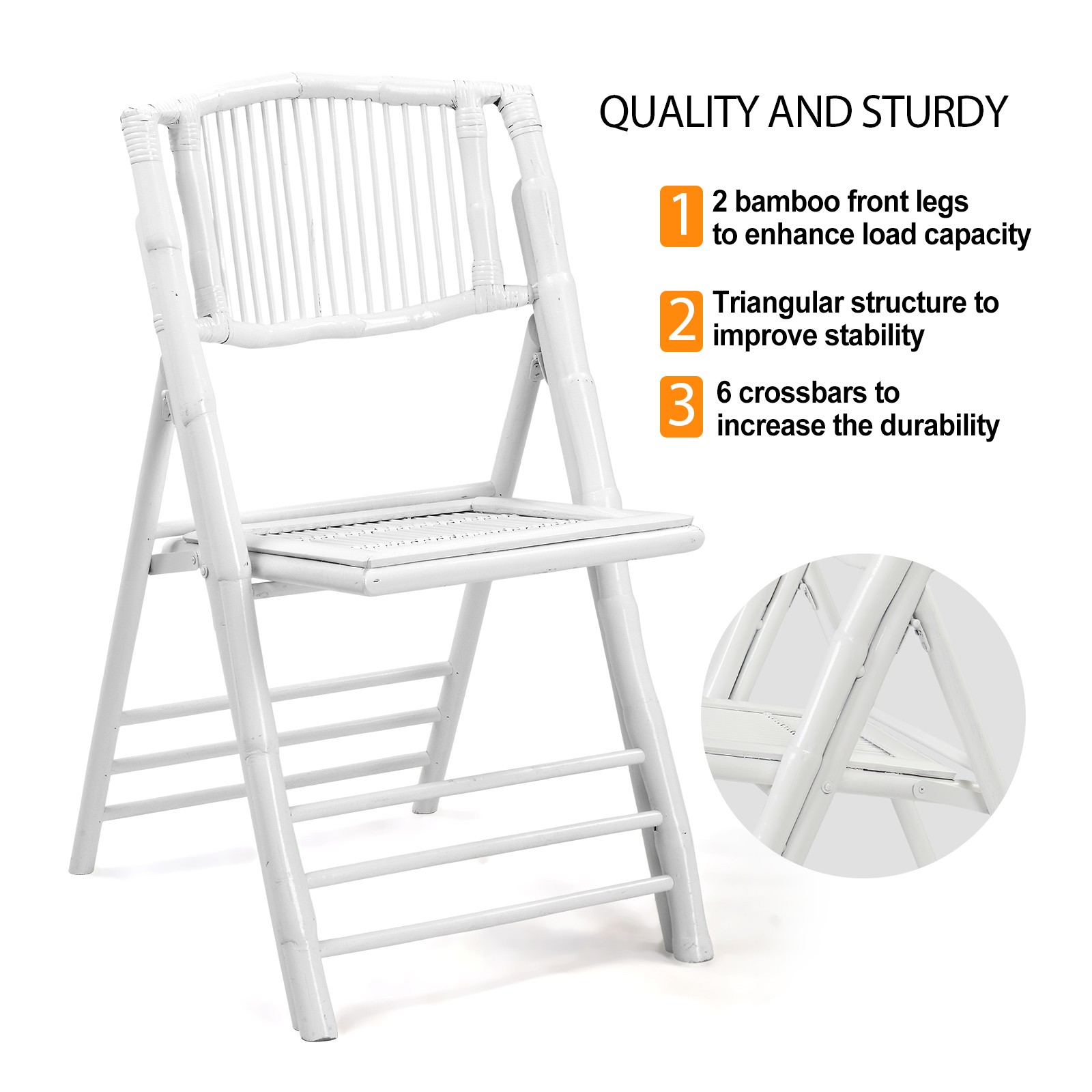 Folding Chair 4PACK Bamboo Portable Dining Comfortable Seat for In/Outdoor Party