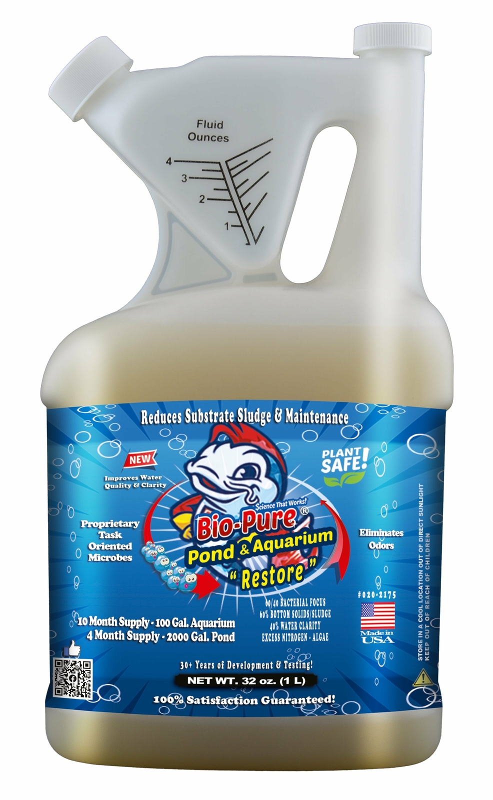 Bio-Pure Pond & Aquarium RESTORE 32 oz. treats up to 28,000. gallons - CASE OF 6