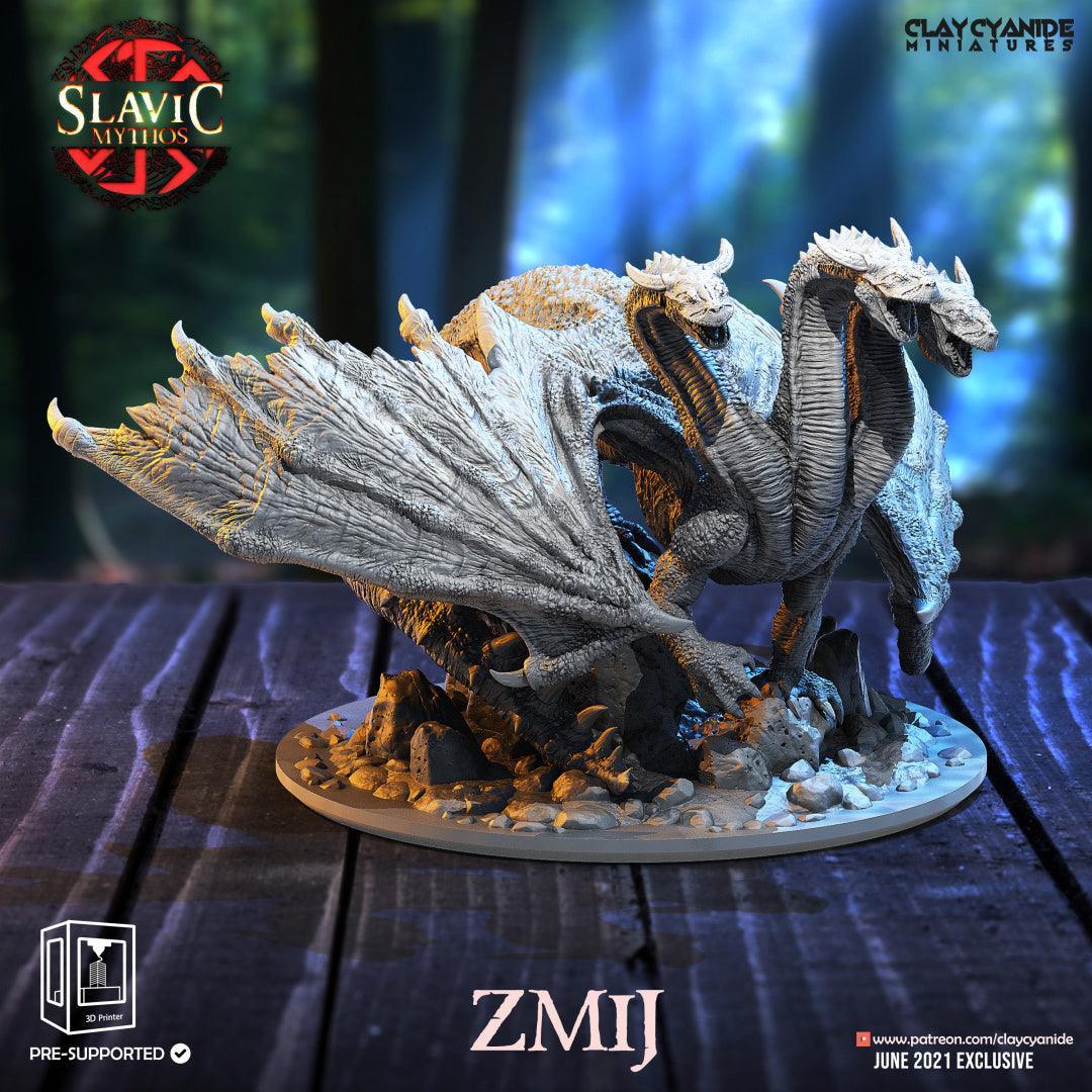 3D Printed Clay Cyanide Zmij Hydra Dragon Slavic Mythos Ragnarok D&D