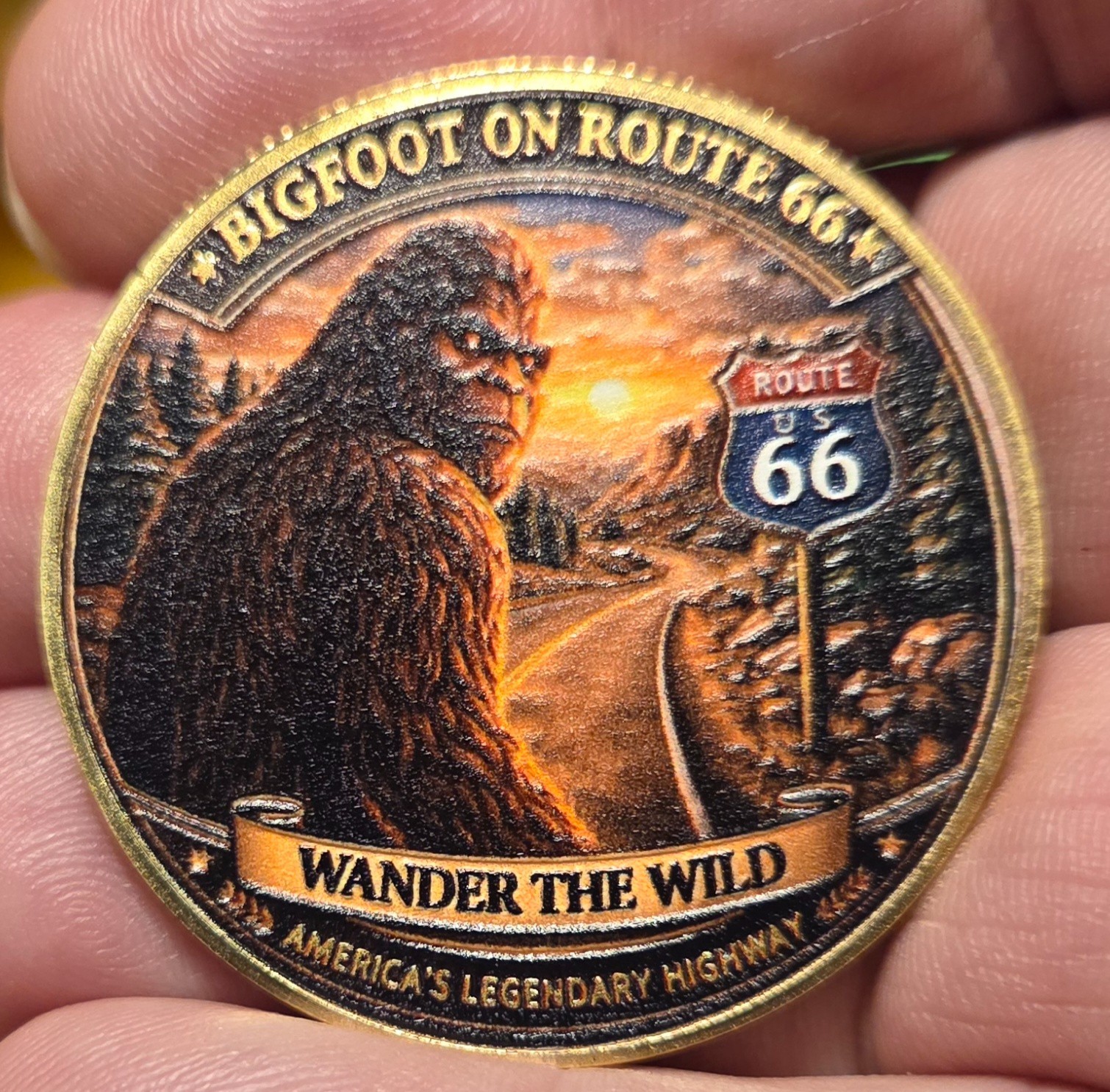 AMERICANA CHALLENGE COIN-BIGFOOT ON ROUTE 66