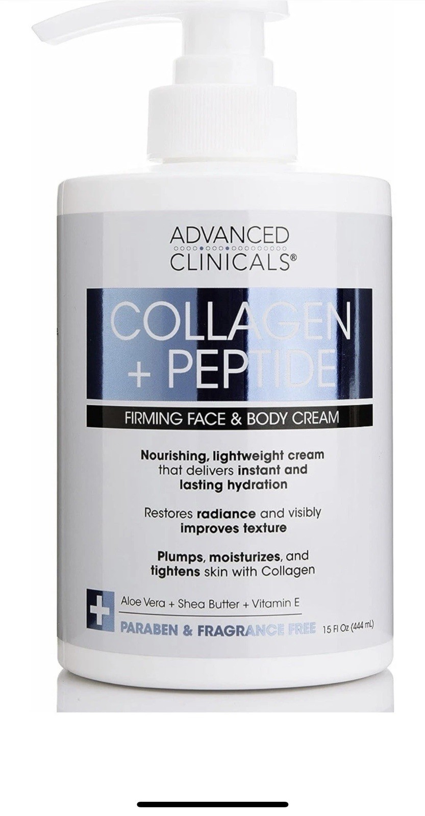 ADVANCED CLINICALS COLLAGEN + PEPTIDE Restoring Firming FACE BODY CREAM 444ml
