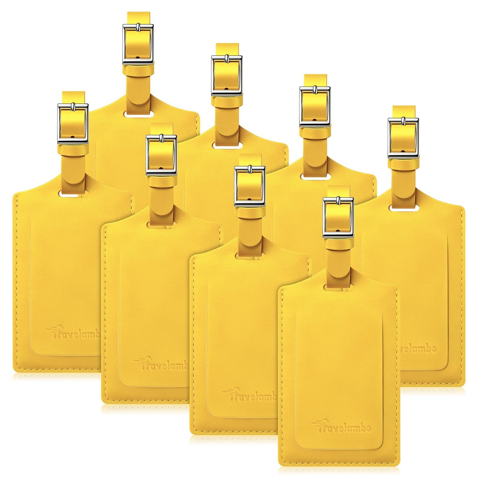 Travelambo 8 Pack Luggage Tags Faux Leather for Suitcases Travel Bag Labels T...