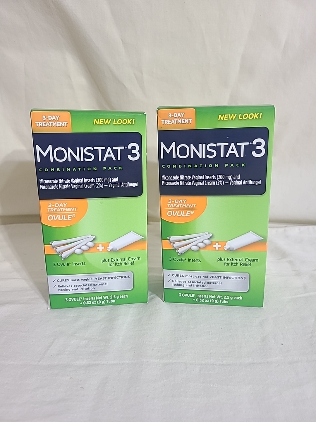 2 BOXES!  MONISTAT 3-Day Treatment Inserts And External Itch Cream Exp. 5/27