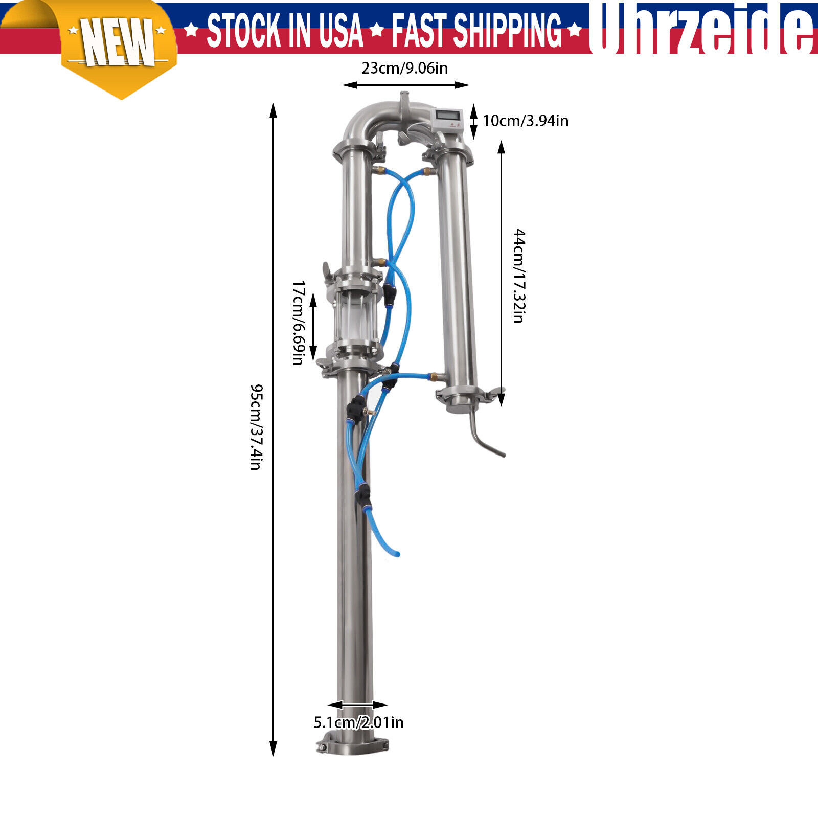 2"inch Stainless Still Moonshine Reflux Distilling Column Brew Wine Making Tool