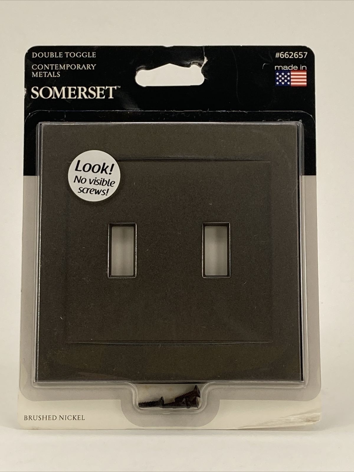 Somerset DOUBLE TOGGLE  Brushed Nickel Contemporary Wall Plate # 662657