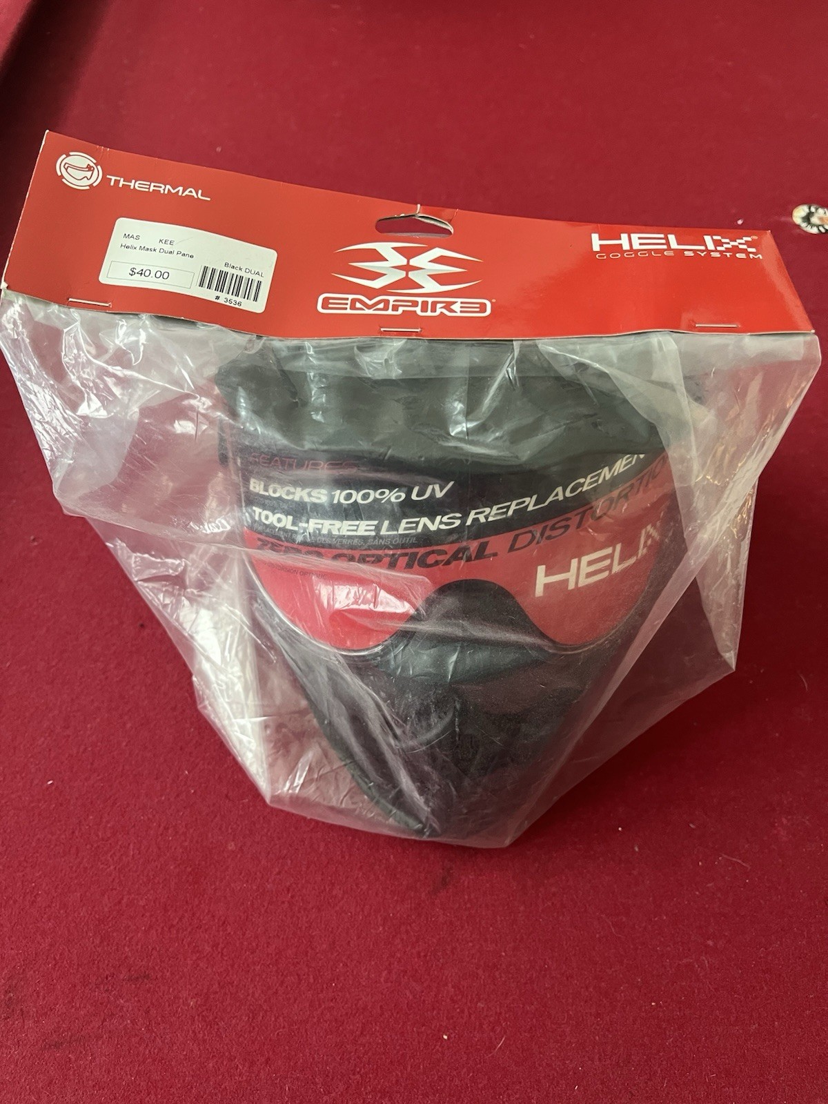 Empire Invert Helix Paintball Black Goggle Mask Single Anti-Fog Lens NEW
