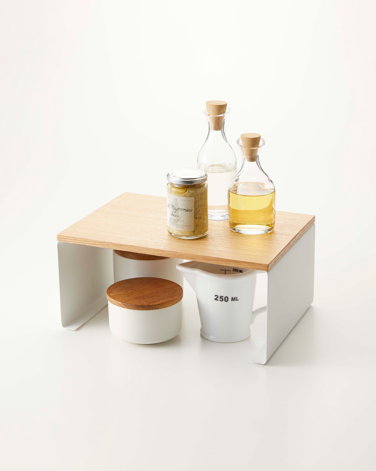 Yamazaki Home TOSCA Wood-Top Stackable Shelf Organizer - Steel + Wood / Large