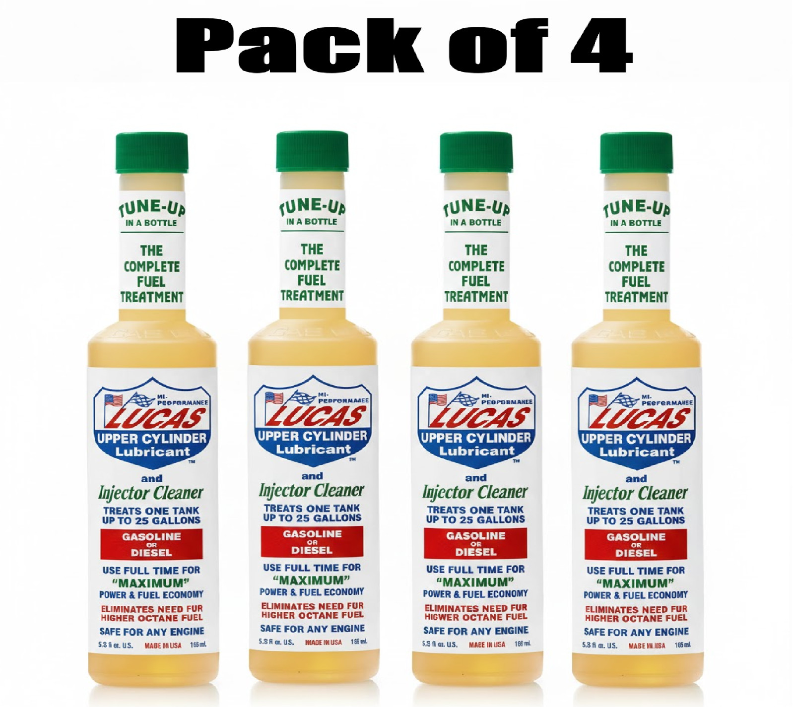Lucas Oil 10020 Injector Cleaner 5.25 oz Fuel Treatment Gas & Diesel 4 Pack