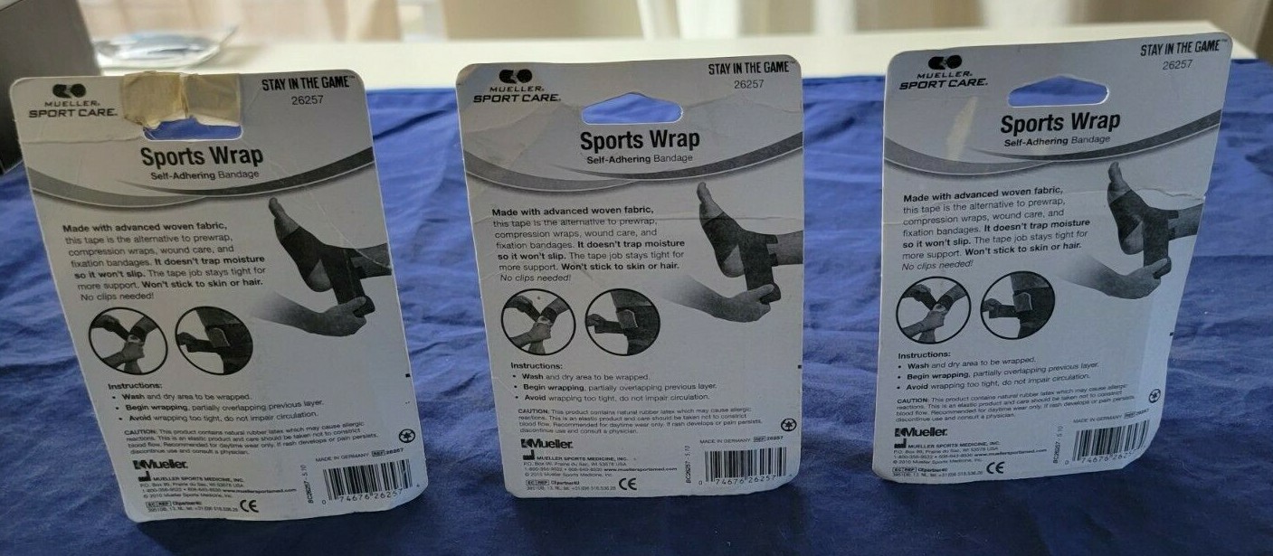 Mueller Sports Wrap Self-Adhering 3" x 60Y 3 Rolls Black