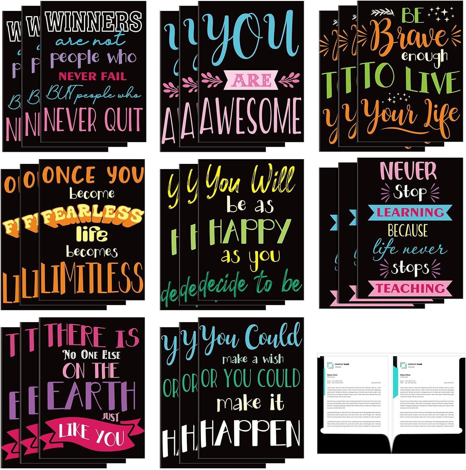 24 Pack Inspirational 2 Pocket Folders Motivational As Shown in the Picture