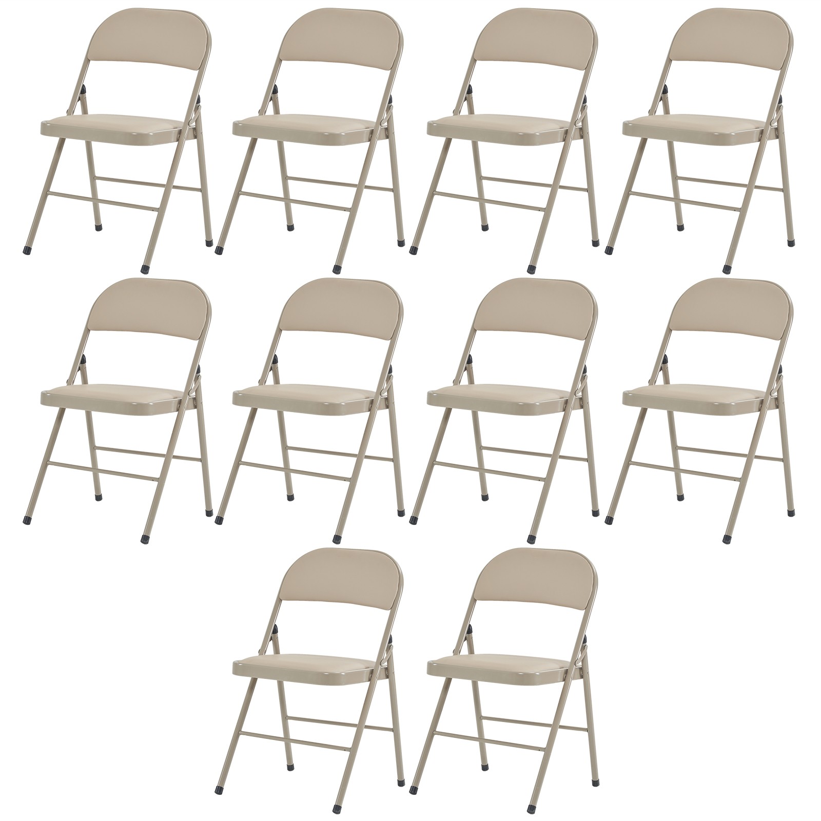 4pcs Elegant Foldable Iron & PVC Chairs for Convention & Exhibition Light Brown