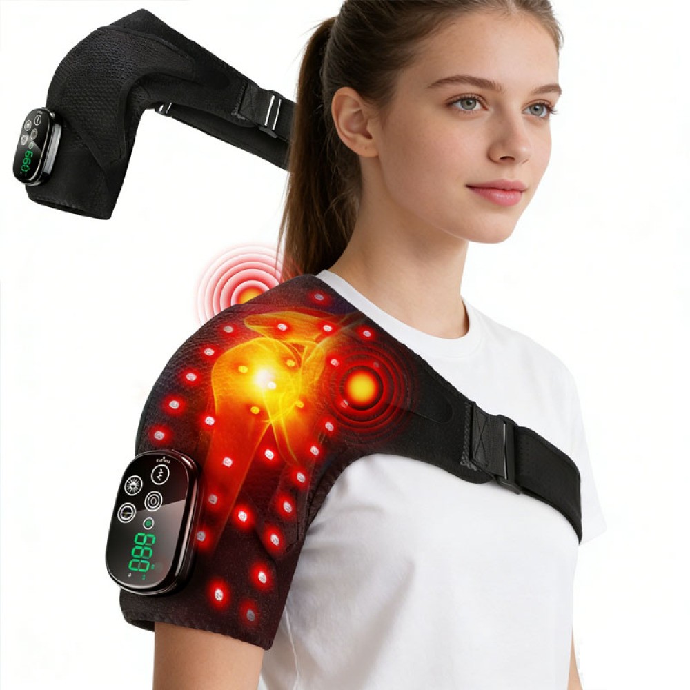 660nm & 850nm Red Light Therapy Shoulder Massager Heated Vibration Pain Relief