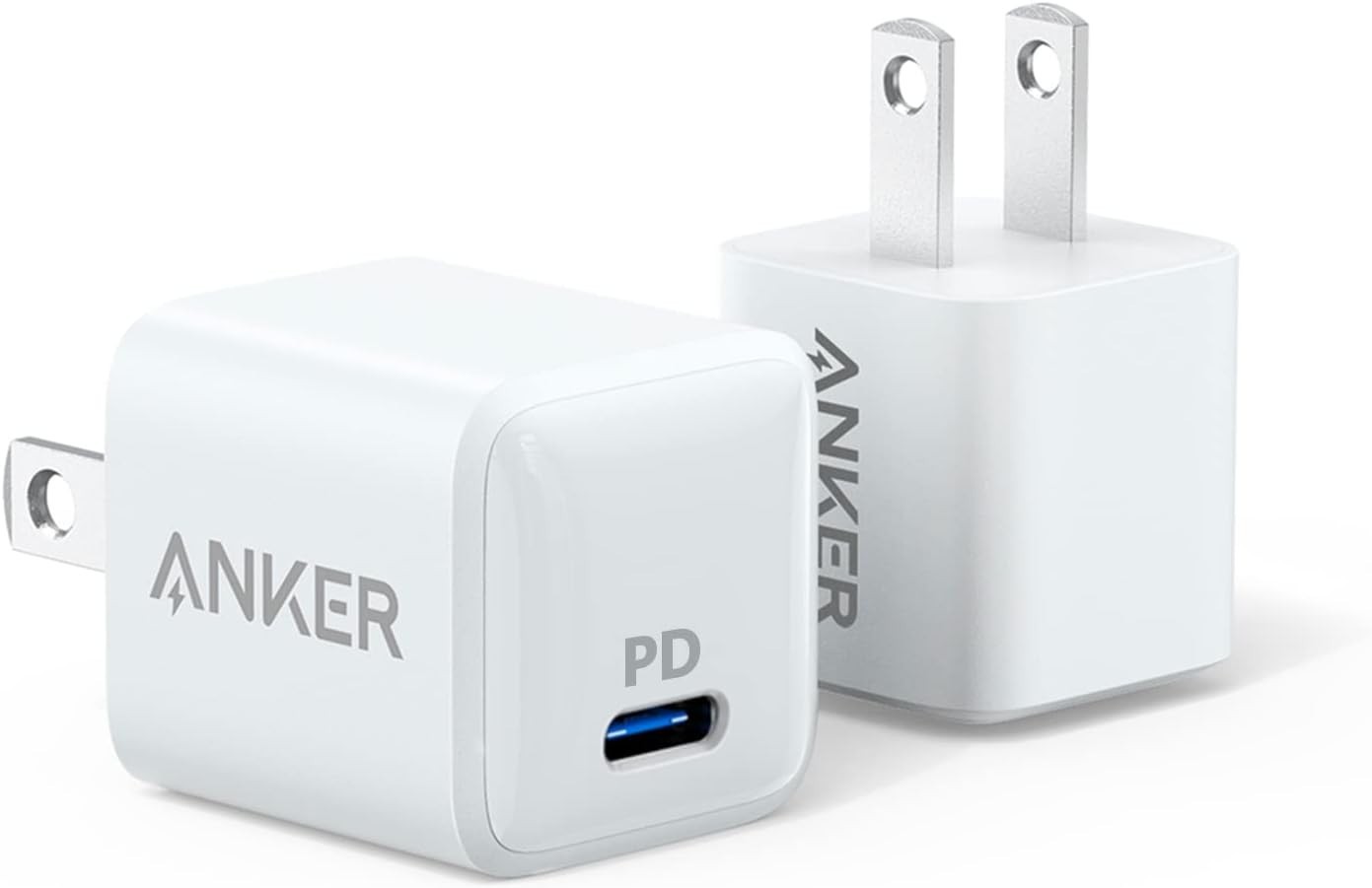 Anker Nano USB-C 20W Fast Charger High Speed PowerPort PD iPhone Android 2-Pack